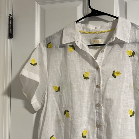 Maeve Anthropologie Embroidered Lemon Blouse size S - Picture 8 of 9